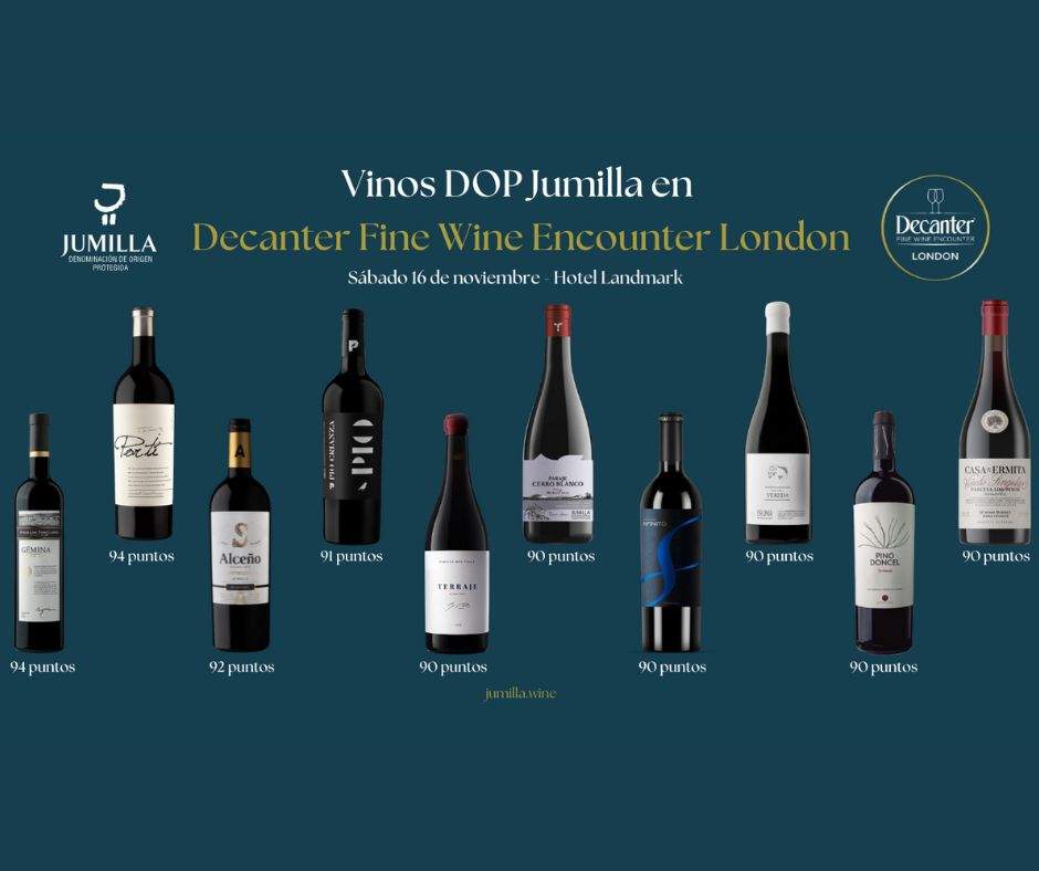 Cartel de los vinos de la DOP Jumilla participantes en el encuentro.