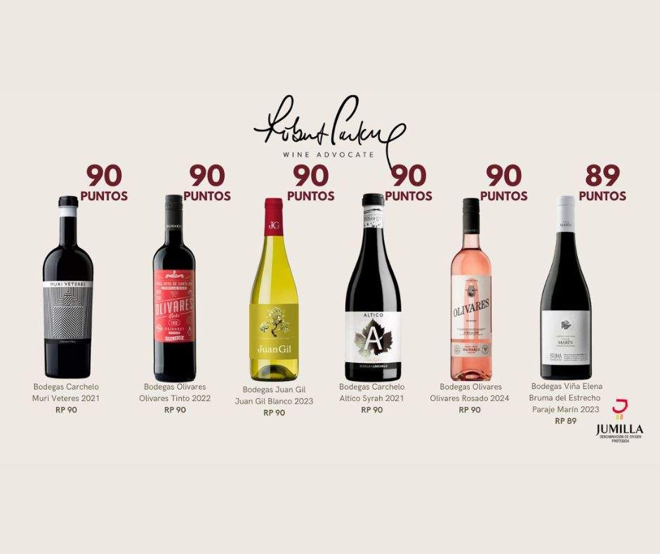 Imagen de los vinos mejores puntuados. (Vinos de Jumilla)