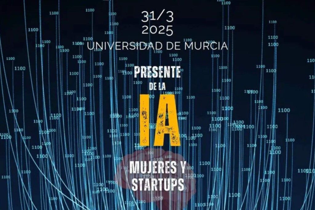 Cartel del evento sobre IA de la Cátedra de Mujer Empresaria y Directiva y la Asociación Murcia Inteligencia Artificial (MIA), que cuenta con Séptima Media como uno de los organizadores. (Séptima Media)