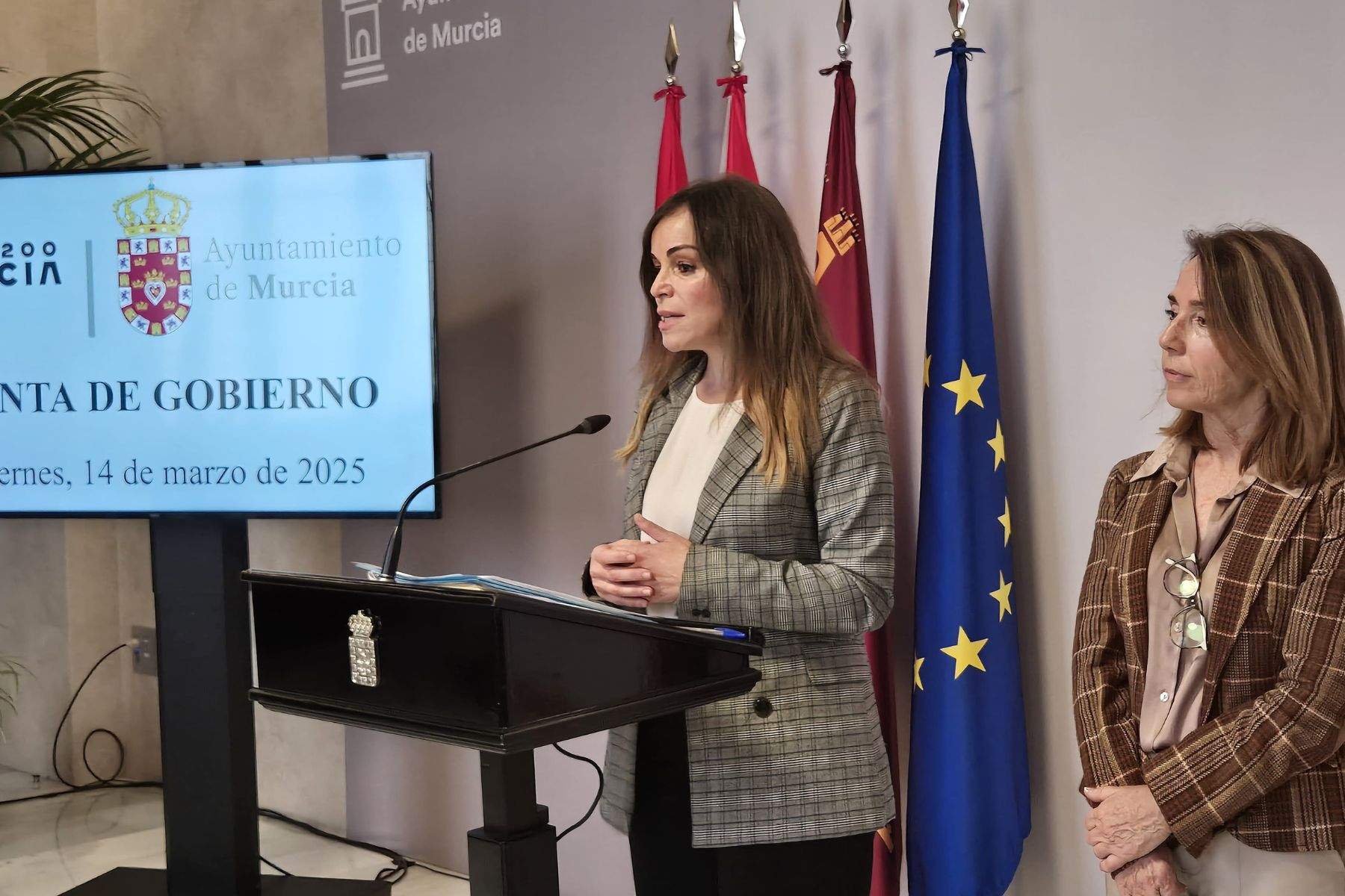 Intervención de Rebeca Pérez tras la Junta de Gobierno. (Ayuntamiento de Murcia)