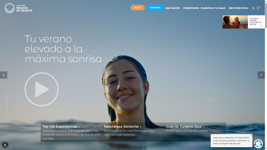 Imagen del portal web de turismo de la Región de Murcia / CARM.