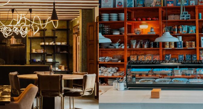 Imagen de los interiores de Casa Borrego y de El Colmado de San Julián / Casa Borrego y C'Mon Murcia.