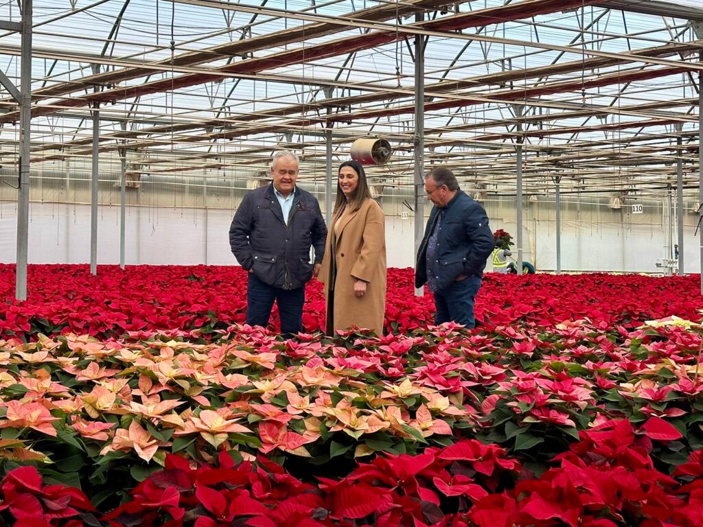 La consejera Sara Rubira junto al alcalde de Totana visitando las instalaciones de Viveros Bermejo en el municipio / CARM.