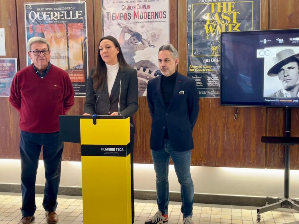 La consejera Carmen Conesa, durante la rueda de prensa de presentación de la programación de la Filmoteca / CARM.